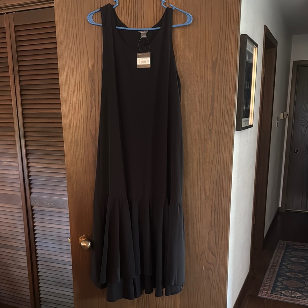 Eddie Bauer Black Ruffled Tiered Midi Dress